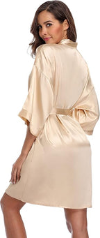 Robe for Women Silky Lightweight Satin Kimono Bride Bridesmaids Wedding Party Robes Dressing Gown Summer Loungewear