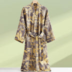 Womens Boho Floral Print Robe Lightweight Short Sleeve Bathrobe Soft Kimono Robes V-neck Loungewear with Pockets