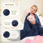 CuteKing Weighted Blanket (7lbs, 40"x 60", Navy Blue) Heavy Blanket for 90-100lbs, Weighted Blanket for Cooling & Heating with Premium Glass Beads, Thick Blanket All-Season
