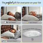BETU Cooling King Size Pillow, Shredded Memory Foam Cool Pillow for Hot Sleepers, Adjustable Firm Soft Support Bed Pillows Perfect for Back Neck Pain and Side Sleeping with Pillows Case Cover, White