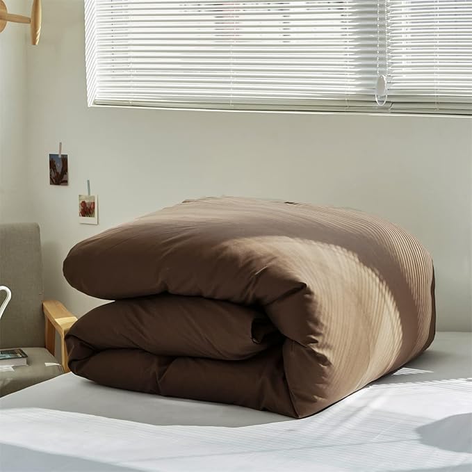 Luxlovery Brown Comforter Set California King Chestnut Coffee Bedding Comforter Set Cal King Chocolate Solid Soft Breathable Mocha Blanket Quilts 3 Piece Bedding Set