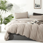 Cottonight Beige Comforter Set California King Cream Khaki Bedding Comforter Set Cal King Solid Light Champagne Blanket Quilts Modern Soft Breathable Taupe 3 Piece Light Khaki Bedding Set