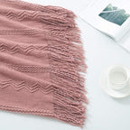 BOURINA Coral Pink Throw Blanket 50 x90 Inches Textured Solid Soft Sofa Throw Bed Runner Knitted Decorative Blanket