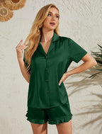 Silk Pajamas for Women Satin Womens Pajama Sets Short Sleeve Set 2-Piece Sleepwear