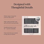 Kitsch Satin Pillowcase with Zipper for Hair & Skin - Softer Than Silk Pillow Cases, Smooth Cooling Satin Pillow Case, Wrinkle-Free, Machine Washable, Pillow Cases Standard Size 19x26 - Charcoal, 2pc