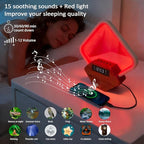 Red Light Therapy for Sleeping and Face 660nm Infrared with Sunrise Alarm Clock White Noise Machine 15 Soothing Sounds Sleep Aid 30/60/90min Timer 10 Alarm Ringtones USB C PD Phone Charger