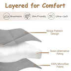 ZPECC Toddler Down Alternative Comforter, 39x47 Hypoallergenic Baby Blanket Quilt, Soft Breathable Lightweight All Season Kids Duvet Insert for Crib Stroller Cot Daycare, Grey Stripe
