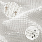 SOULFUL Muslin Throw Blanket with Tassels - Soft Cotton Throw Blanket for Couch or Bed, Lightweight and Breathable Gauze for All Seasons, White, 50" x 60"