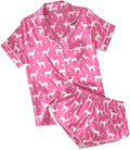 Ekouaer Womens Silk Satin Pajamas Short Sleeve PJS Shorts Set Soft Button Down Sleepwear 2 Piece Loungewear S-5XL
