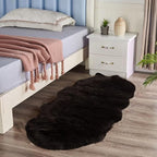 Faux Fur Rug, Fluffy Shaggy Area Rug Ultra Soft 2 x 5 Feet Sheepskin Fur Rug, Red Fuzzy Rug Black Shag Rug, Home Decor Throw Rugs for Bedroom, Living Room