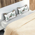 Bear Print Satin Pillowcase Queen Size, Winter Forest Silk Pillow Case with Envelope Closure, Satin Pillowcase for Hair and Skin, 20x26 inches, White, 1 PC