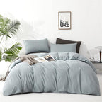 Luxlovery Blue Comforter Set Queen Light Bue Bedding Set Soft Breathable Blanket Quilts Modern Mist Blue Comforter Set for Queen Bed Women Men