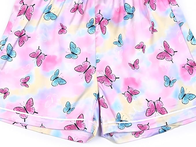 QPANCY Kids Satin Pajamas Sets Baby Boy Girl Button-Down Silk Sleepwear 2 Piece Short Sleeve Loungewear Clothes Set