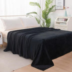 Elegant Comfort Luxury Velvety Feel Blanket, All-Season Lightweight Blanket, Ultra Plush, Soft, Cozy-Fuzzy Flannel Fleece for Couch, Sofa, Bed, Travel, Solid Design, Twin/Twin XL, Black