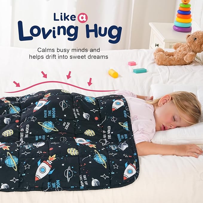 Kivik 2 lbs Weighted Lap Blanket, Small Heavy Lap Pad, Soft Cooling Throw Blankets for School Calming & Bed Sleep Gifts for 4 5 6 7 + Year Old, Machine Washable, 20 x 30 Inches, 2 Pound, Black Sky