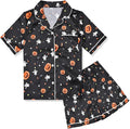 QPANCY Kids Satin Pajamas Sets Baby Boy Girl Button-Down Silk Sleepwear 2 Piece Short Sleeve Loungewear Clothes Set