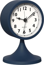 AYRELY® 3" Cute Analog Alarm Clock,Small Retro Table Clock Battery Operated,Slient Metal Desk Clock with Light for Living Room Decor,Bedroom,Bedside,Shelf (Navy Blue)