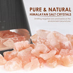 SALKING 2-in-1 Himalayan Salt Lamp & Ultrasonic Essential Oil Diffuser, Aromatherapy Diffuser Cool Mist Humidifier, Salt Therapy Lamp, Ambient Glow, 150ml (Black Wooden Grain)