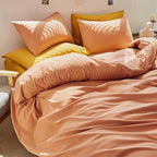 Luxlovery Peach Comforter Set Twin Girls Teens Peach Pink Bedding Comforter Set Solid Soft Orange Pink Breathable Blanket Quilts 3 Piece Bedding Set for Twin Bed Kids
