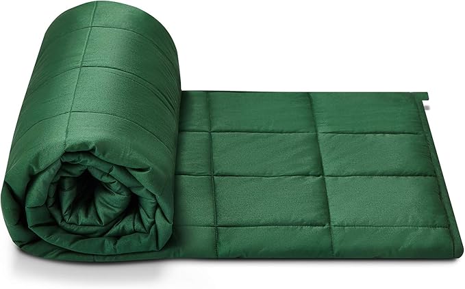 TONGDADA Kids Weighted Blanket | 40''x60'',10lbs | for Child Between 80-125 lbs | Premium Cotton Material with Glass Beads | Dark Green