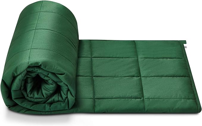TONGDADA California King Size Weighted Blanket | 90''x108'',30lbs | Perfect for Couples | Premium Cotton Material with Glass Beads | Dark Green