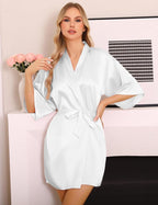 Lovasy Women's Satin Robes Silky Short Robe Lightweight Sleepwear Bride Bridesmaids Bathrobes Dressing Gowns Loungewear S-XXL