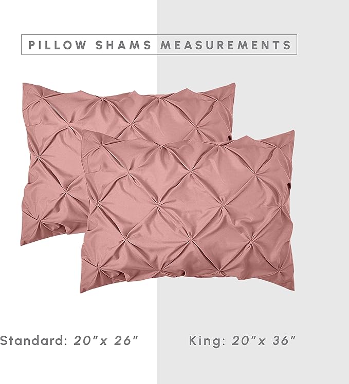 Elegant Comfort 8-Piece Pinch Pleated Comforter Set - All Season Complete Bed in a Bag, Includes 4pc Smart Sheet Set, Bed Skirt, Comforter, Matching Pillowcases and Shams, Full/Queen, Dusty Rose