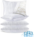 Cooling Pillows Standard Size Set of 4, Shredded Memory Foam Pillows, Adjustable Firm Bed Pillows Cool Cold Pillow for Hot Side Back Stomach Sleepers with Removable Washable Cover, 20" x 26", White