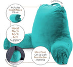 Clara Clark Reading Pillow with Shredded Memory Foam Includes 2 Neck and Lumber Support Pillows, Designed for Sitting Up in Bed and Couch, Back and Arms Adjustable Support for Adults & Teens, Teal