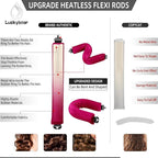 Heatless Curls Overnight Rods Jumbo Set, Heatless Hair Curler Velvet Satin Jumbo Flexi Rods to Sleep in, No Heat Overnight Sleeping Blowout Curls Wave Styling Tools with Silk Scarf 4pcs Rose Red