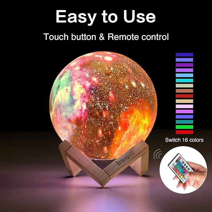 Moon Lamp Galaxy Lamp Upgraded Timing 5.9 Inch 16 Colors 3D Moonlight Galaxy Light,Moon Night Light for Adults,Kids Lamp Moon Gifts for Women Girls Boys Bedroom