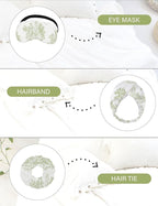 EPLAZA Silk Pajamas for Women Satin Pajamas Set 5 Pcs Long Sleeve Print Pattern Button Down Pjs Sleepwear Loungewear Set