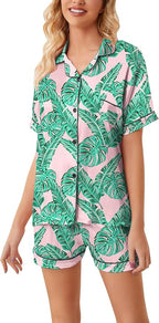 Girls & Womens Satin Pajamas Set, Silk Button-Down Sleepwear 2 Piece Nightwear, 3 Years - Women XXL