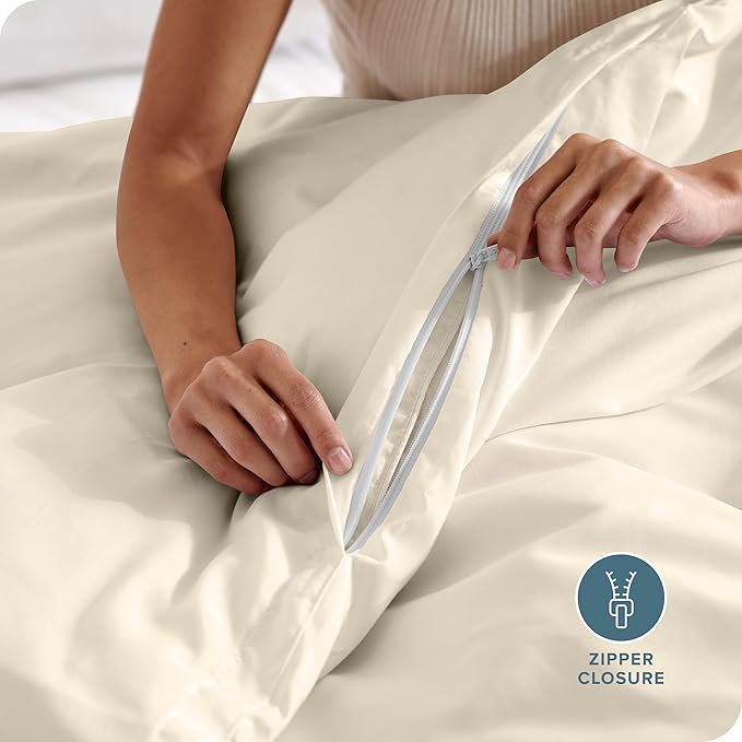 Bare Home Bedding Duvet Cover Extra Long - Premium 1800 Super Soft Collection - Lightweight, Cooling Duvet Cover - Soft Breathable Bedding (Twin/Twin XL, Sand)