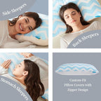 Dreamara Cooling Bed Pillows King Size – Adjustable Loft Shredded Memory Foam Pillows for Side, Back & Stomach Sleepers, Supportive & Breathable for Hot Sleepers (Blue)