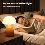 Mushroom Lamp, Vintage Small Table Lamp for Bedroom, Ice Crack Ceramic LED Night Light for Kids, Mid Century Modern Bedside Lamp for Nightstand, Living Room, Home Decor Gift Ideas for Women, Orange