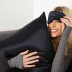 Black Silk Pillowcase with Natural Dye Made in USA, Oeko-TEX Certified Real 22 Momme King Silk Pillow Cases with Zipper for Beauty Sleep, Anti Aging, 1 Pack 20"x36" (King, Black)
