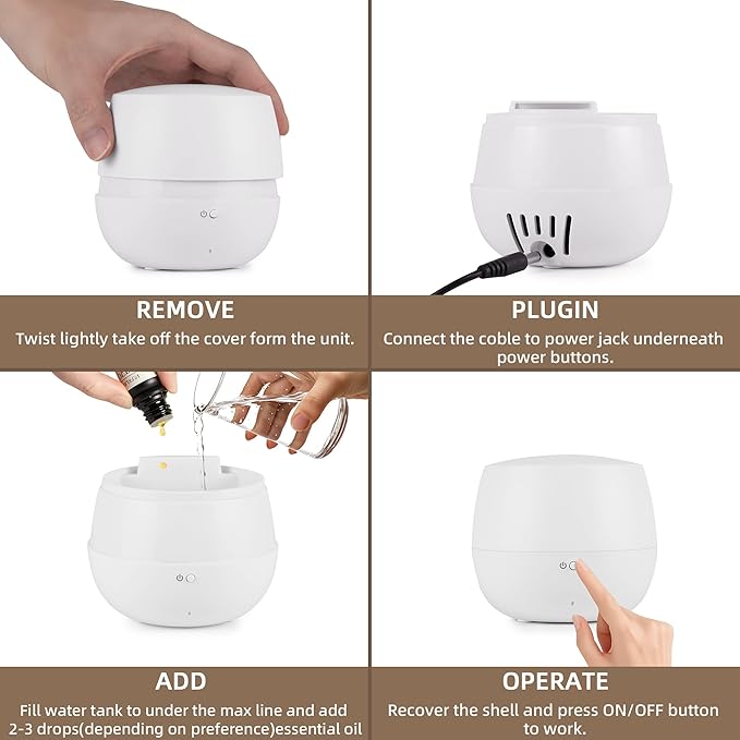 Essential Oil Diffuser: 2-in-1 Ultrasonic Aromatherapy Humidifie with Auto Shut-Off, Quiet Operation Fragrance Diffuser for Office/Bedroom/Hotel/Spa Relaxation, Home Scent Diffuser (White)