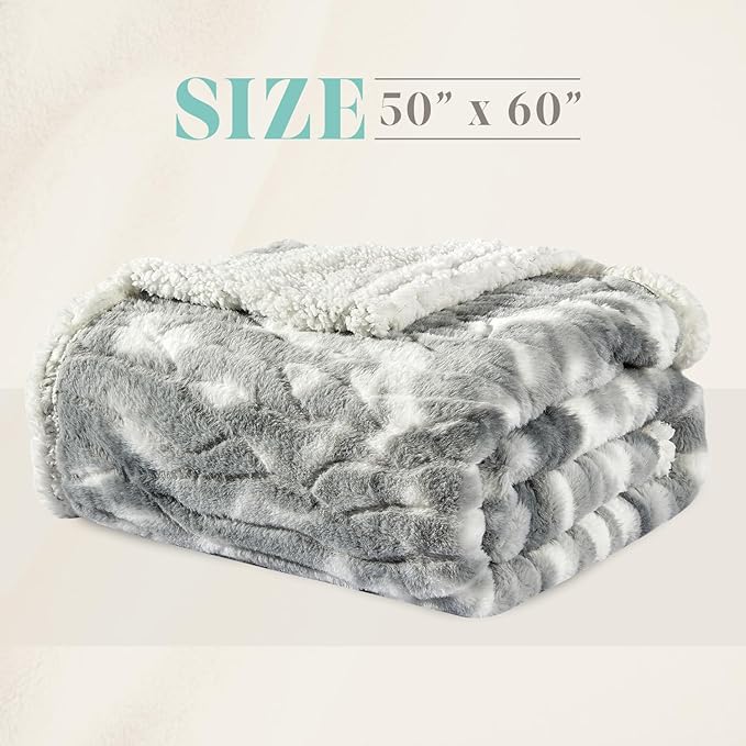 Elegant Comfort Throw Blanket, Reversible Sherpa Flannel, Ultra-Soft, Fuzzy, Cozy and Plush- All Season Lightweight Decorative Throw, 50 x 60 inches, Alaska Sherpa Throw, Gray