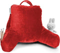 Clara Clark Reading Pillow for Kids & Teens with Shredded Memory Foam, Backrest Pillows for Reading, Watching, and Gaming, Use on The Couch, Bed, or Floor, Adjustable Support, Washable Cover Red