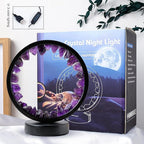 Runyangshi Amethyst Night Lamp 8.6" Natural Healing Crystal Bedside Lamp USB Port 3 Colours Dimming Mode Bedroom Lamp Suitable Night Light for Living Room Bedroom Office Home Decor Ideal Gift