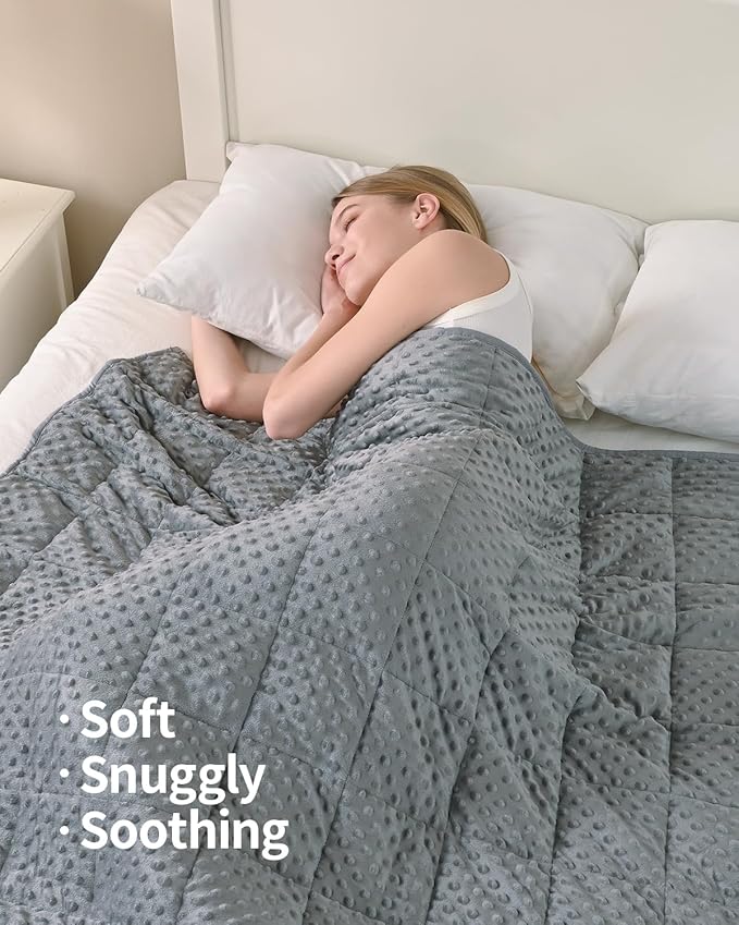 Mr. Sandman Weighted Blanket for Adults Queen, Minky Dots Heavy Blanket for Woman,Man Sleeping/Calm, Soft, Cozy and Cooling Weighted Throw Blankets, Machine Washable, 80 x 87in, 20 Pounds, Grey