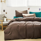 Luxlovery Brown Comforter Set California King Chestnut Coffee Bedding Comforter Set Cal King Chocolate Solid Soft Breathable Mocha Blanket Quilts 3 Piece Bedding Set