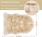 Asrug Faux Fur Dog Rug Plush and Fluffy Dog Mat Ultra Cozy Pet Throw Rug for Dogs Cats, Luxury Soft Faux Sheepskin Cover Seat Pad Shag Fur Area Rugs for Bedroom, 24 by 36 inches (Brown&White)