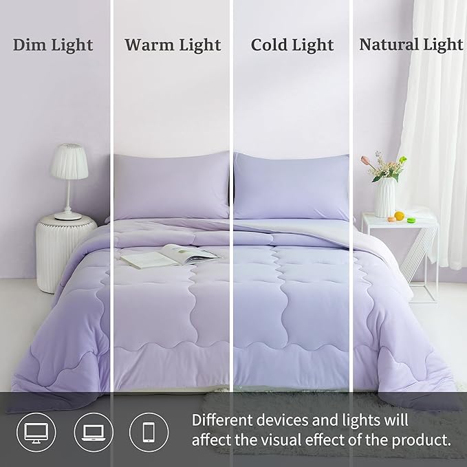 COTTEBED Reversible Softness Pink Purple Twin Comforters Sets for Girl Kids College Dorm, Cute Jersey Knit Lightweight Breathable Fluffy Cozy Comfy Bed Down Comforter Quilt for All Season Twin/Twin XL