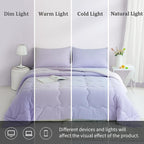 COTTEBED Reversible Ultra-Soft Purple and Light Pink King Size Bed Comforter Set, Jersey Knit T-Shirt Feel Cute Comy Bedding Down Blanket Quilt & Pillowcase Lightweight All Season California Cal King