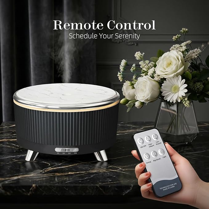 500ML Essential Oil Diffuser: Ultrasonic Aroma Diffuser with Remote Control for Spa Hotel Yoga Room - Humidifier for Bedroom with 7-Color Night Lights & Auto Shut-Off for Nursery/Women Home Relaxation