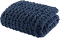 Madison Park Chenille Chunky Knit Handmade Throw Blanket, Luxuriously Soft Gift Blankets, Cottage Style Room Décor, Lightweight & Breathable All Seasons Throw Blanket for Couch, 50"W x 60"L Navy Blue