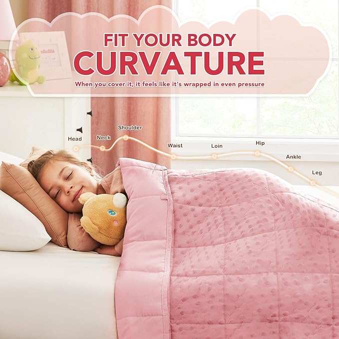 CuteKing Weighted Blanket - Weighted Blanket with Premium Glass Beads - Heavy Blanket Crystal Velvet for Comfortable Rest - Thick Blanket All Season (5lbs, 36"x48", Pink Bubble)