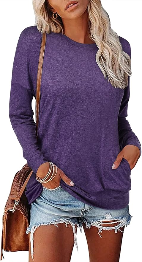 Magritta Women's Long Sleeve Leopard Color Block Tunic Comfy Crewneck T Shirt Tops Black XL